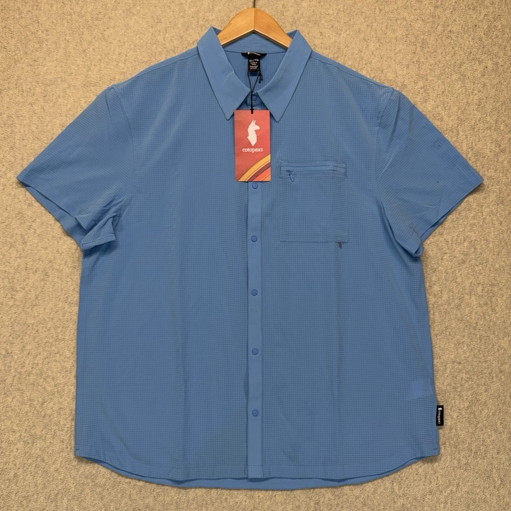 Cotopaxi Pulso Tech Shirt Men's XL Island Blue Snap Button NWT UPF 50